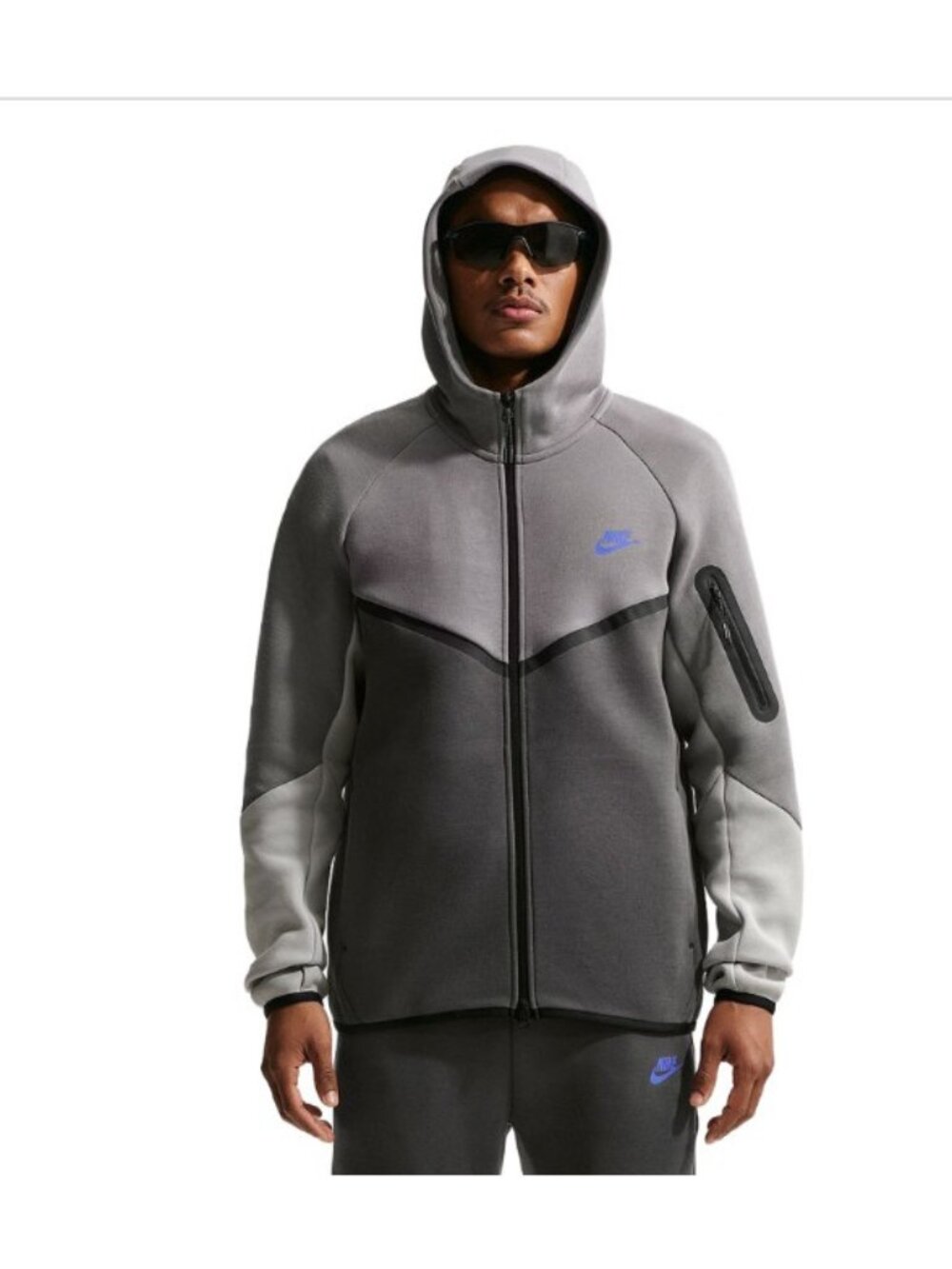 Nike Tech FullZip Windrunner Hoodie Mens Small Gray Sleeve Zip Pocket HV0949018
